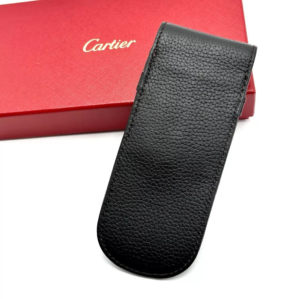 Cartier Black Leather Pen Pouch Case For Vip Gifting | Luxurious Holder For Fine Pens