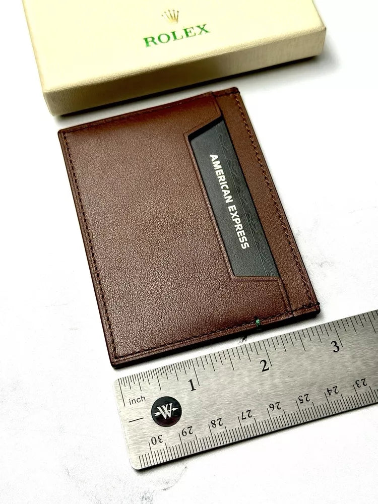 Rolex Brown Leather Cardholder Wallet For Cards | Sophisticated Accessory For Luxury Enthusiasts