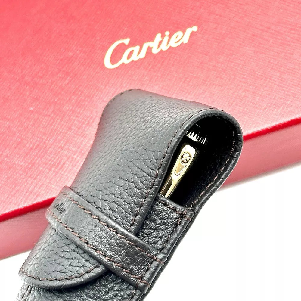 Cartier Black Leather Pen Pouch Case For Vip Gifting | Luxurious Holder For Fine Pens