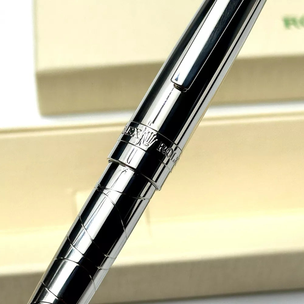 Rolex Silver Scribe Platinum Wave Cut Pen For Vips | Luxury Writing Instrument