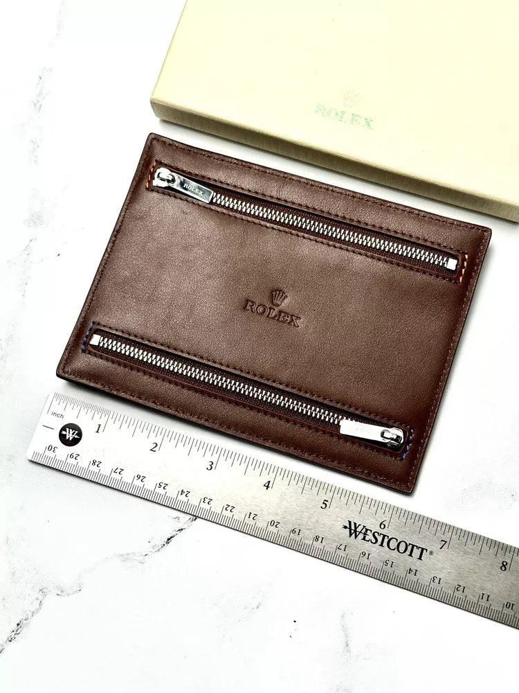 Rolex Brown Leather 4-Zip Organizer Wallet For Ad Vip Gift | Signature