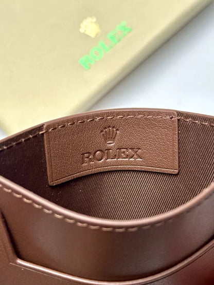 Rolex Brown Leather Cardholder Wallet For Cards | Sophisticated Accessory For Luxury Enthusiasts