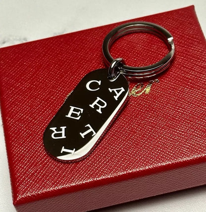 Cartier Silver Oval Dice Keychain For Vip Gift | Elegant Key Ring Disc Charm