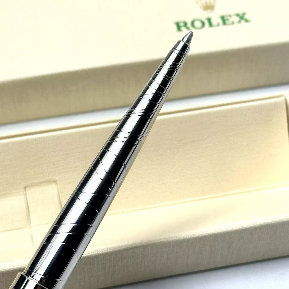 Rolex Silver Scribe Platinum Wave Cut Pen For Vips | Luxury Writing Instrument