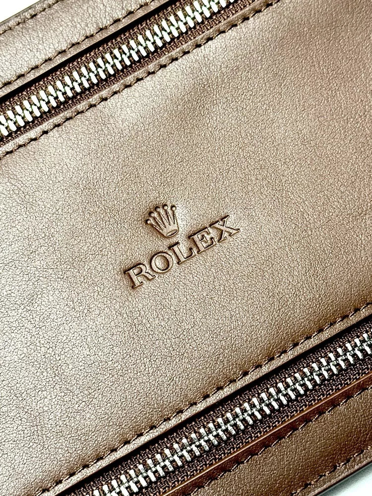 Rolex Brown Leather 4-Zip Organizer Wallet For Ad Vip Gift | Signature