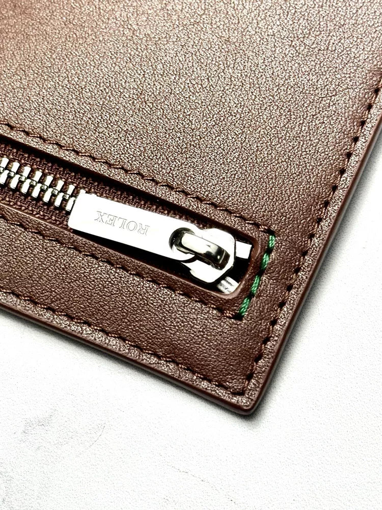 Rolex Brown Leather 4-Zip Organizer Wallet For Ad Vip Gift | Signature