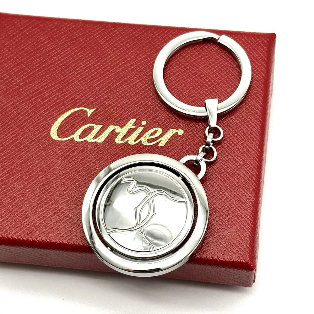 Cartier Silver Rotating Hallmark Keychain For Ad Vip Gift | Refined Luxury Keyring