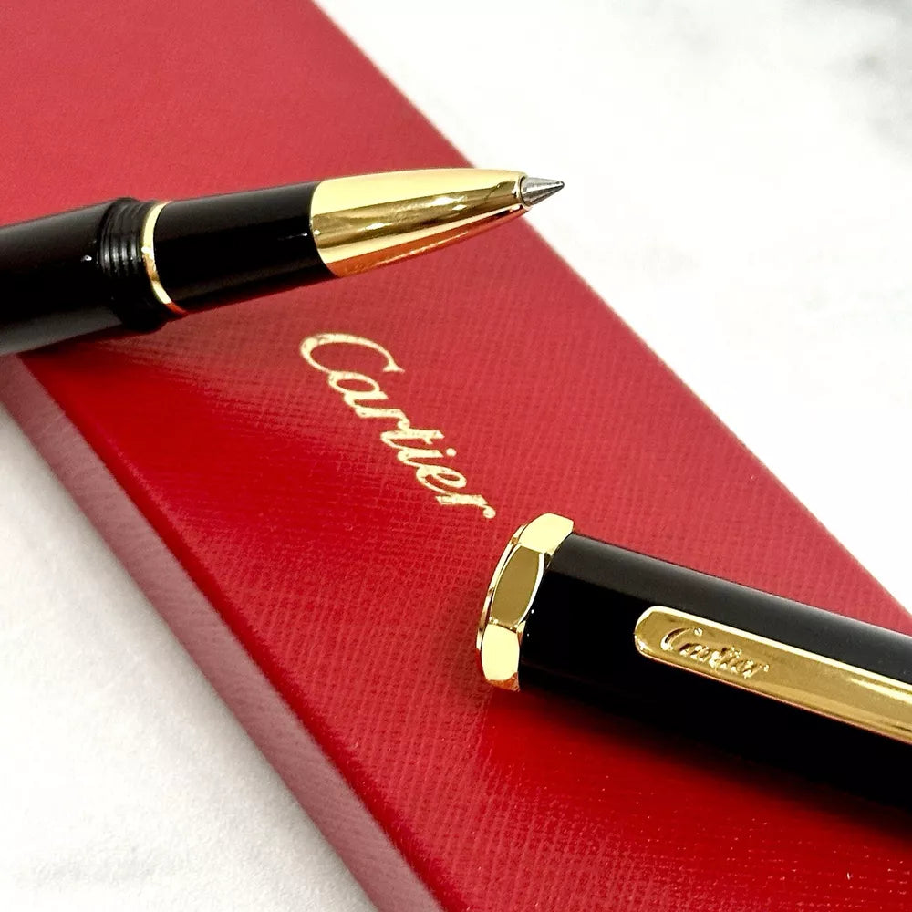 Cartier Santos Dumont Prestige Rollerball Pen - Gold & Black For Vip Gift | Elegant Writing Instrument