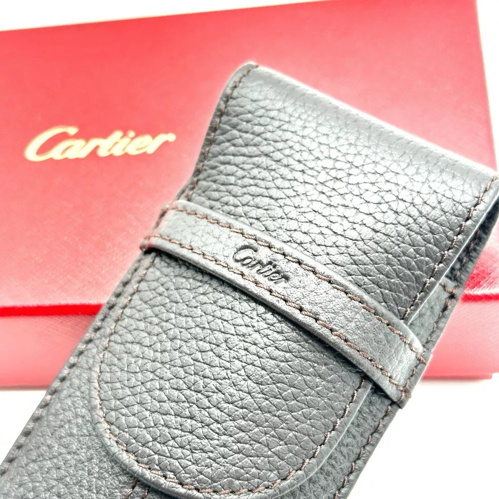 Cartier Black Leather Pen Pouch Case For Vip Gifting | Luxurious Holder For Fine Pens