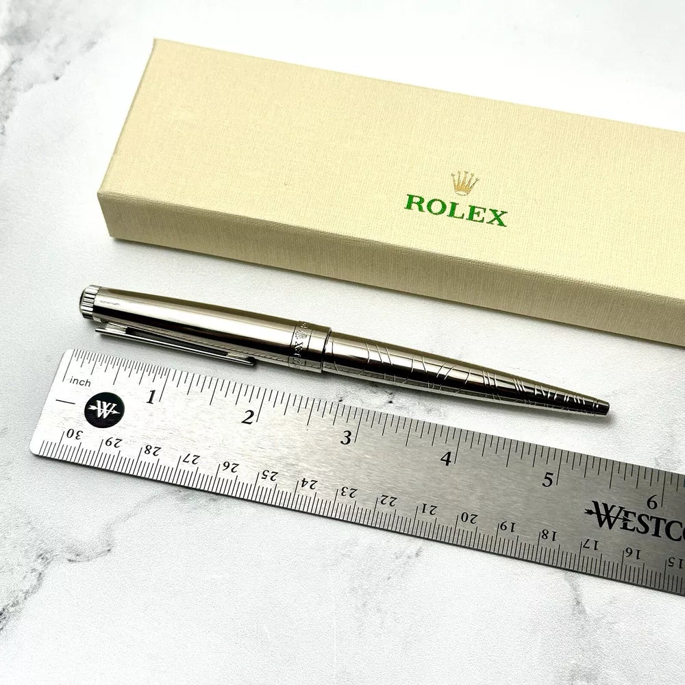 Rolex Silver Scribe Platinum Wave Cut Pen For Vips | Luxury Writing Instrument