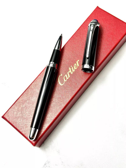 Cartier Black Composite Silver Rollerball Pen For Executives | Elegant Ad Vip Gift