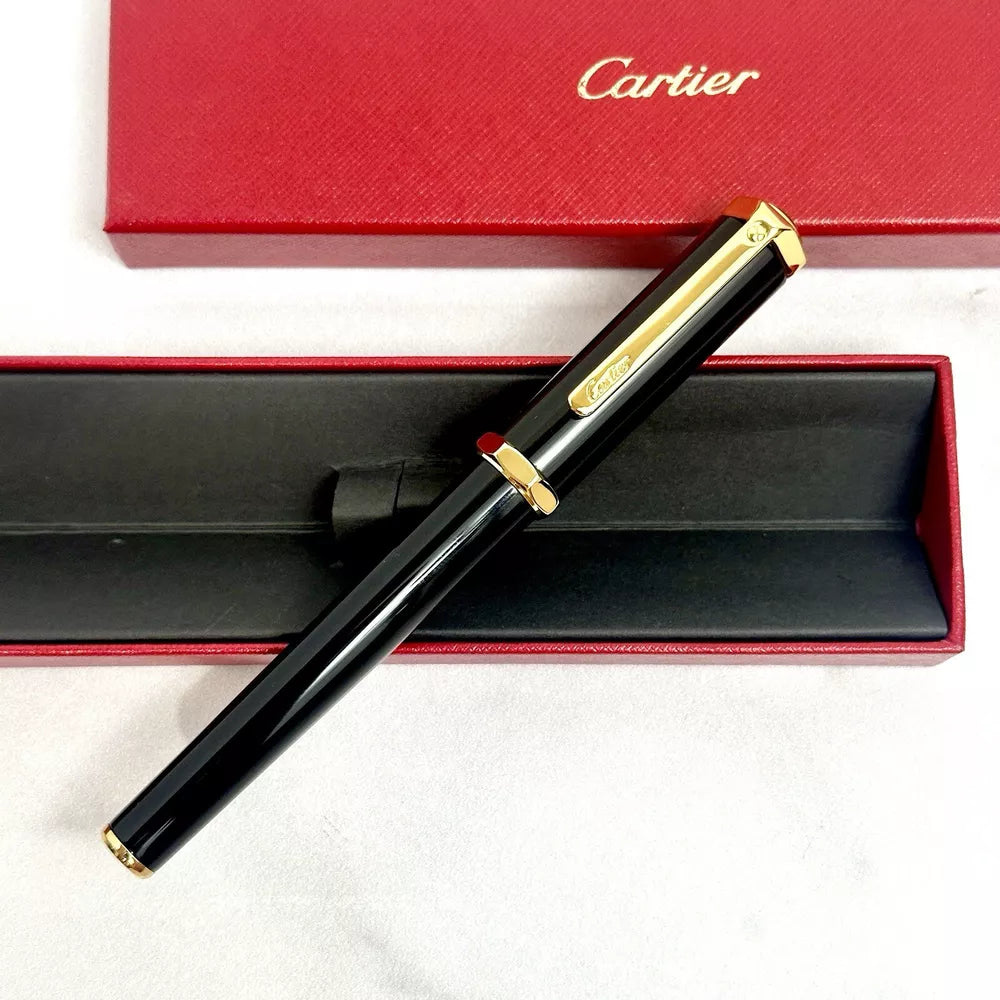 Cartier Santos Dumont Prestige Rollerball Pen - Gold & Black For Vip Gift | Elegant Writing Instrument