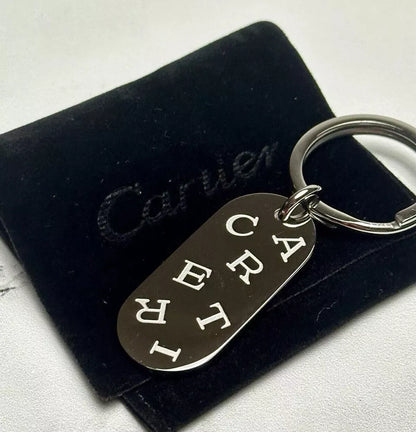 Cartier Silver Oval Dice Keychain For Vip Gift | Elegant Key Ring Disc Charm