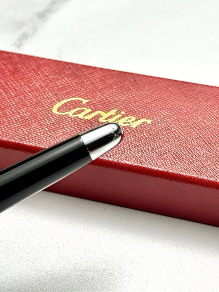 Cartier Black Composite Silver Rollerball Pen For Executives | Elegant Ad Vip Gift