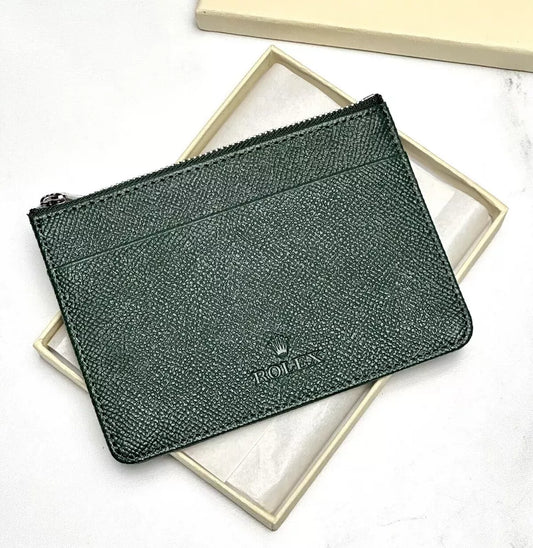 Rolex Verdant Cardholder In Emerald Green | Premium Zipper Pouch Wallet For Ad Vip