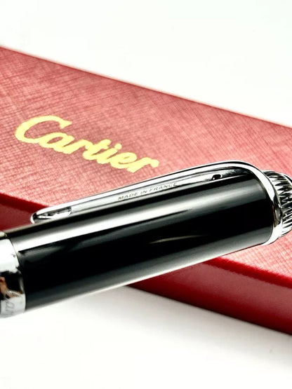 Cartier Black Composite Silver Rollerball Pen For Executives | Elegant Ad Vip Gift