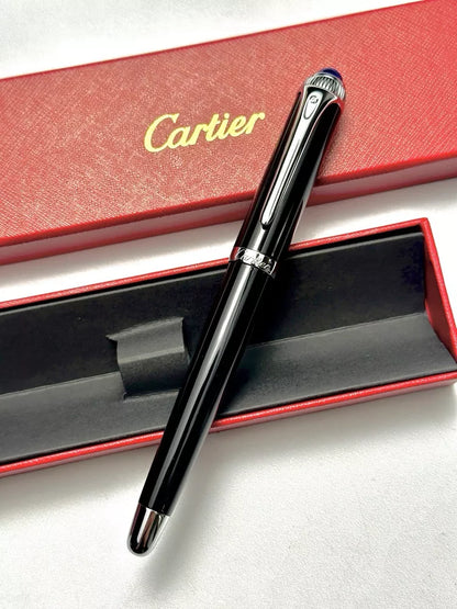 Cartier Black Composite Silver Rollerball Pen For Executives | Elegant Ad Vip Gift